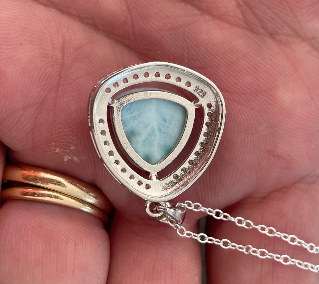 Large Larimar Pendant Necklace