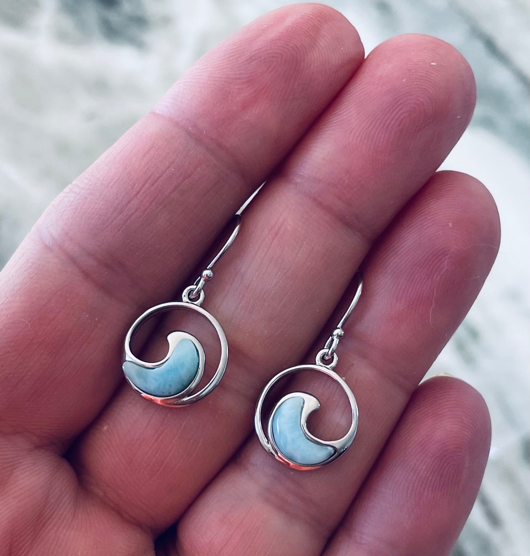 Larimar Small Wave Earrings