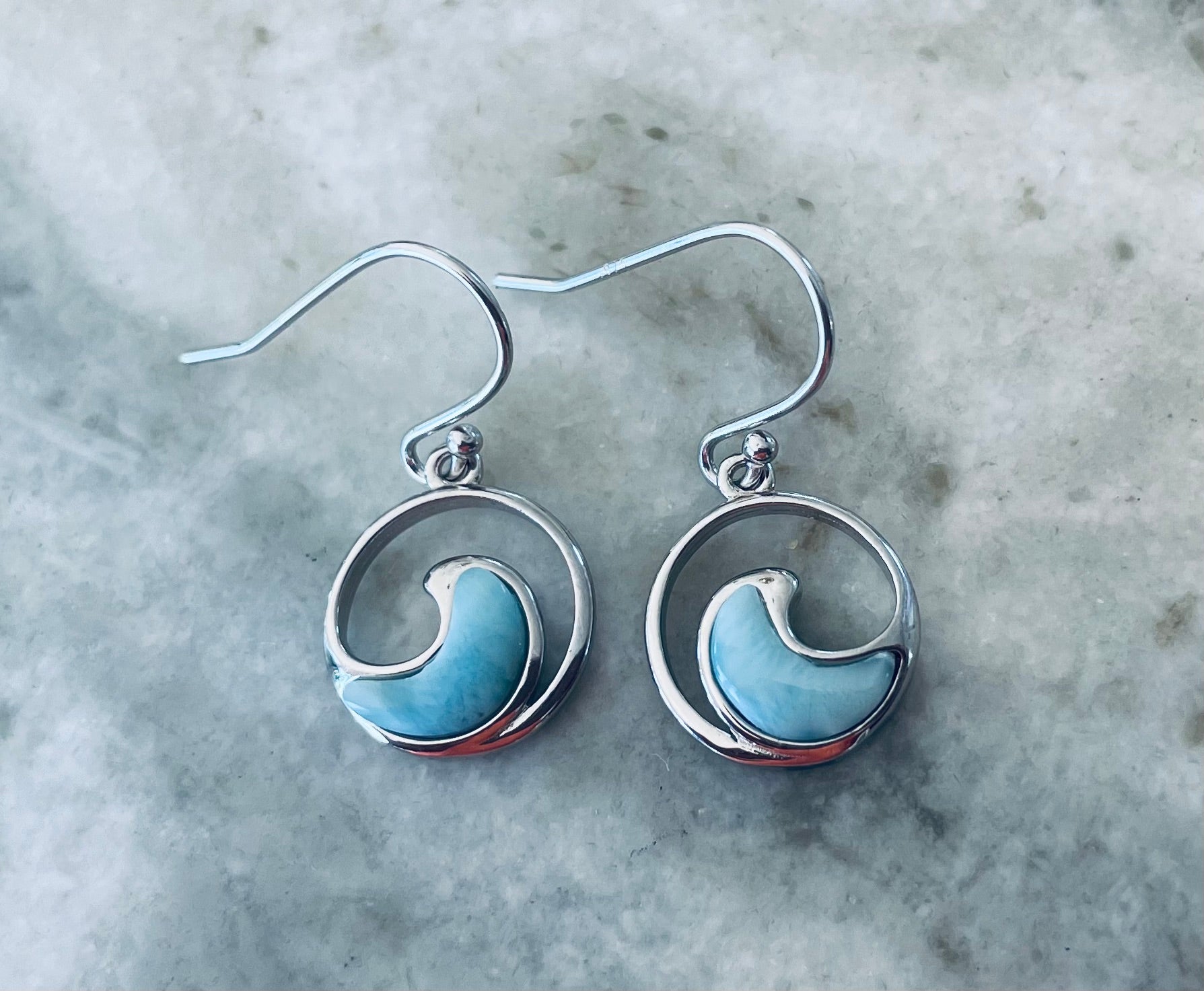 Larimar Small Wave Earrings