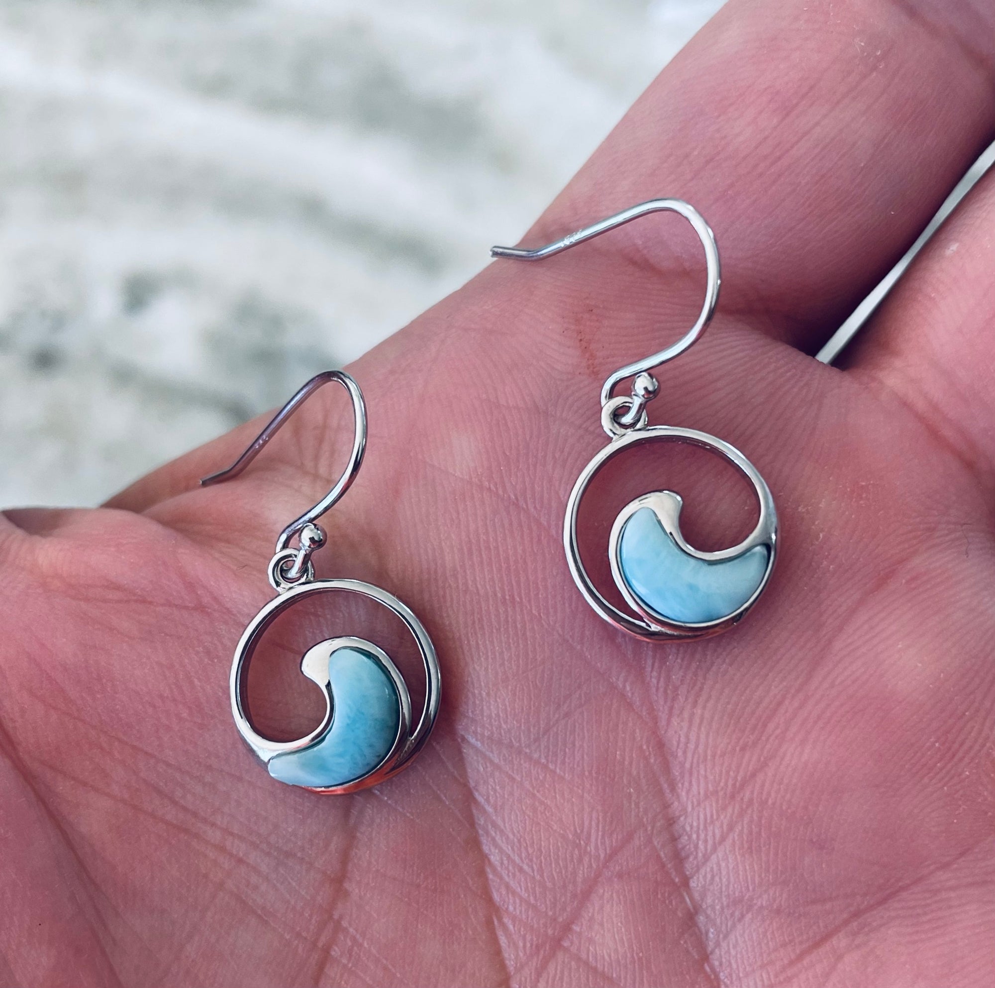 Larimar Small Wave Earrings