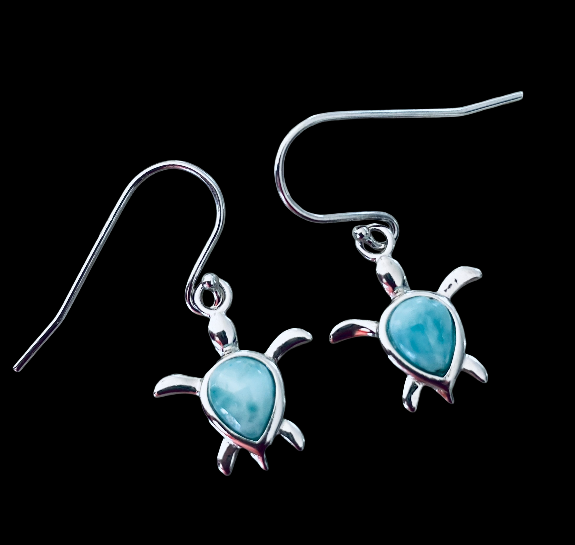 Larimar Turtle Earrings