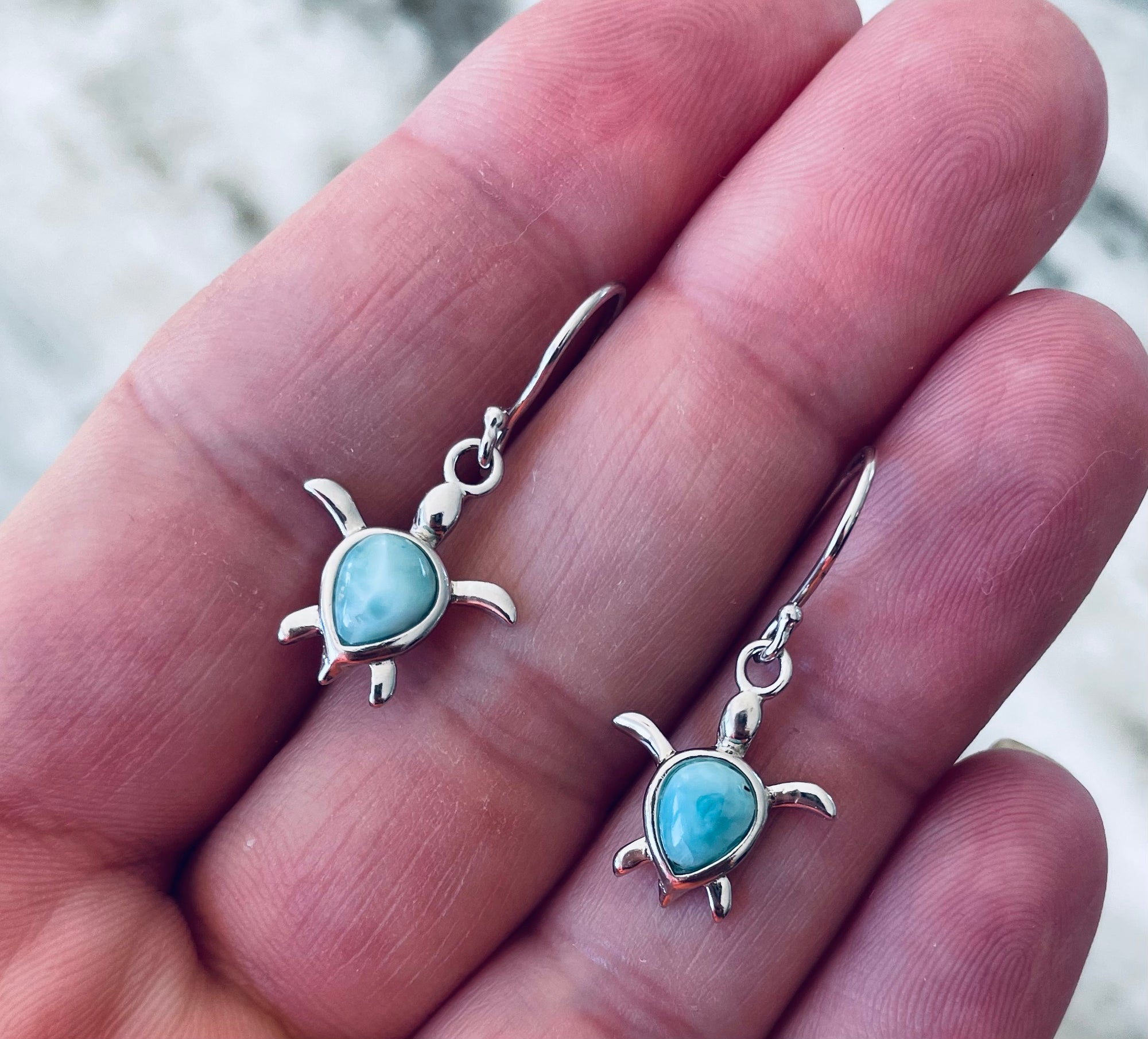 Larimar Turtle Earrings