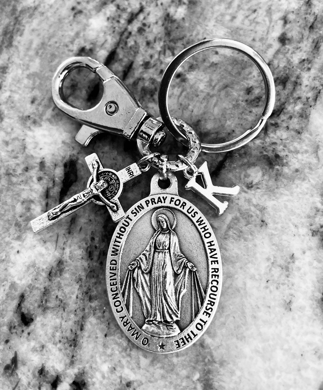 Miraculous Mary Keychain – Catholic Religious Medal &amp; Crucifix