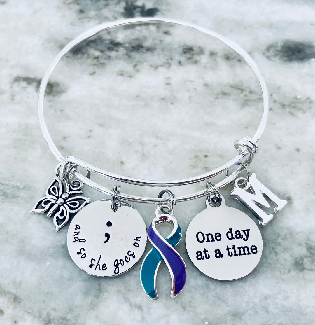 Suicide Prevention Awareness Bracelet – Semicolon &amp; Ribbon Jewelry
