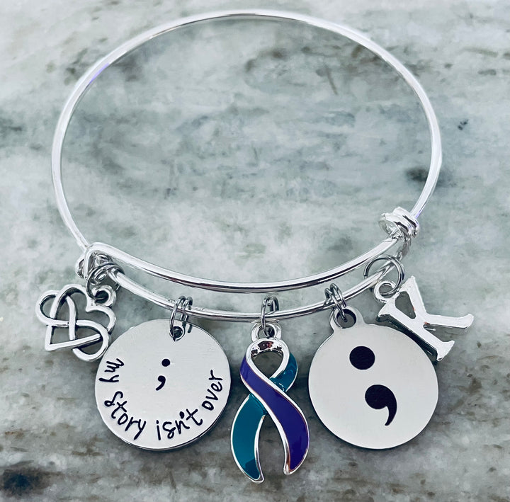 Suicide Prevention Awareness Bracelet – Semicolon &amp; Ribbon Jewelry