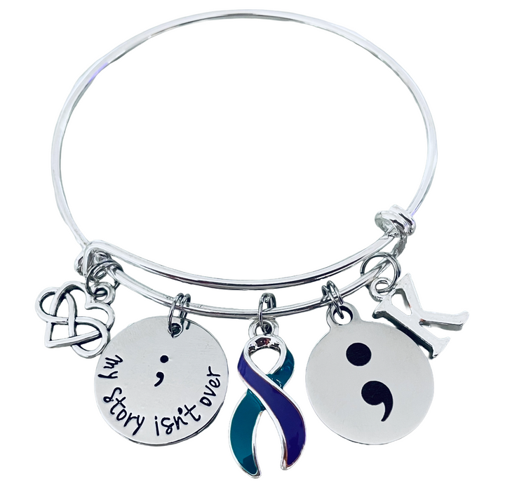 Suicide Prevention Awareness Bracelet – Semicolon &amp; Ribbon Jewelry