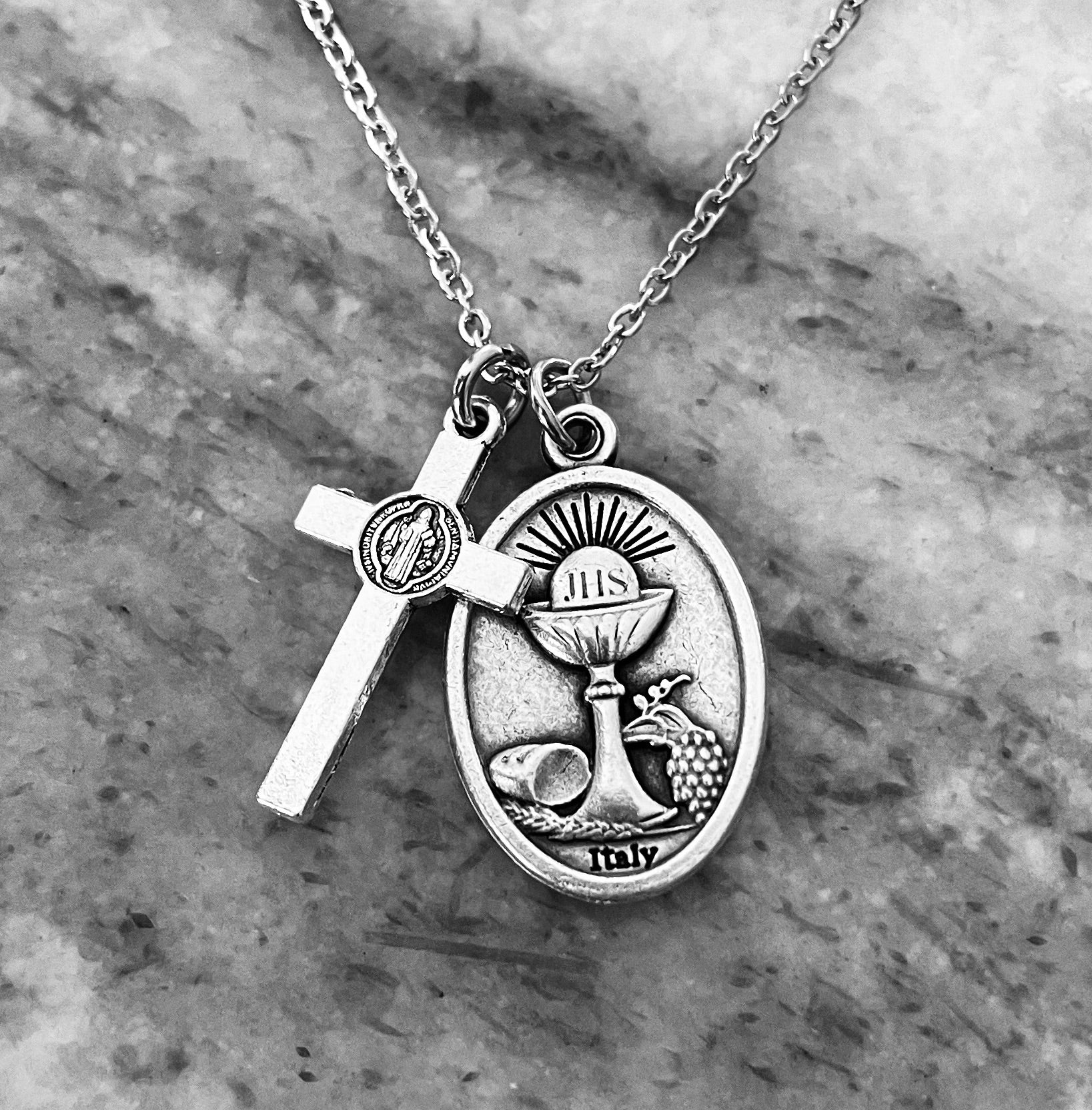 St. Carlo Acutis Necklace – Patron Saint Medal with Cross