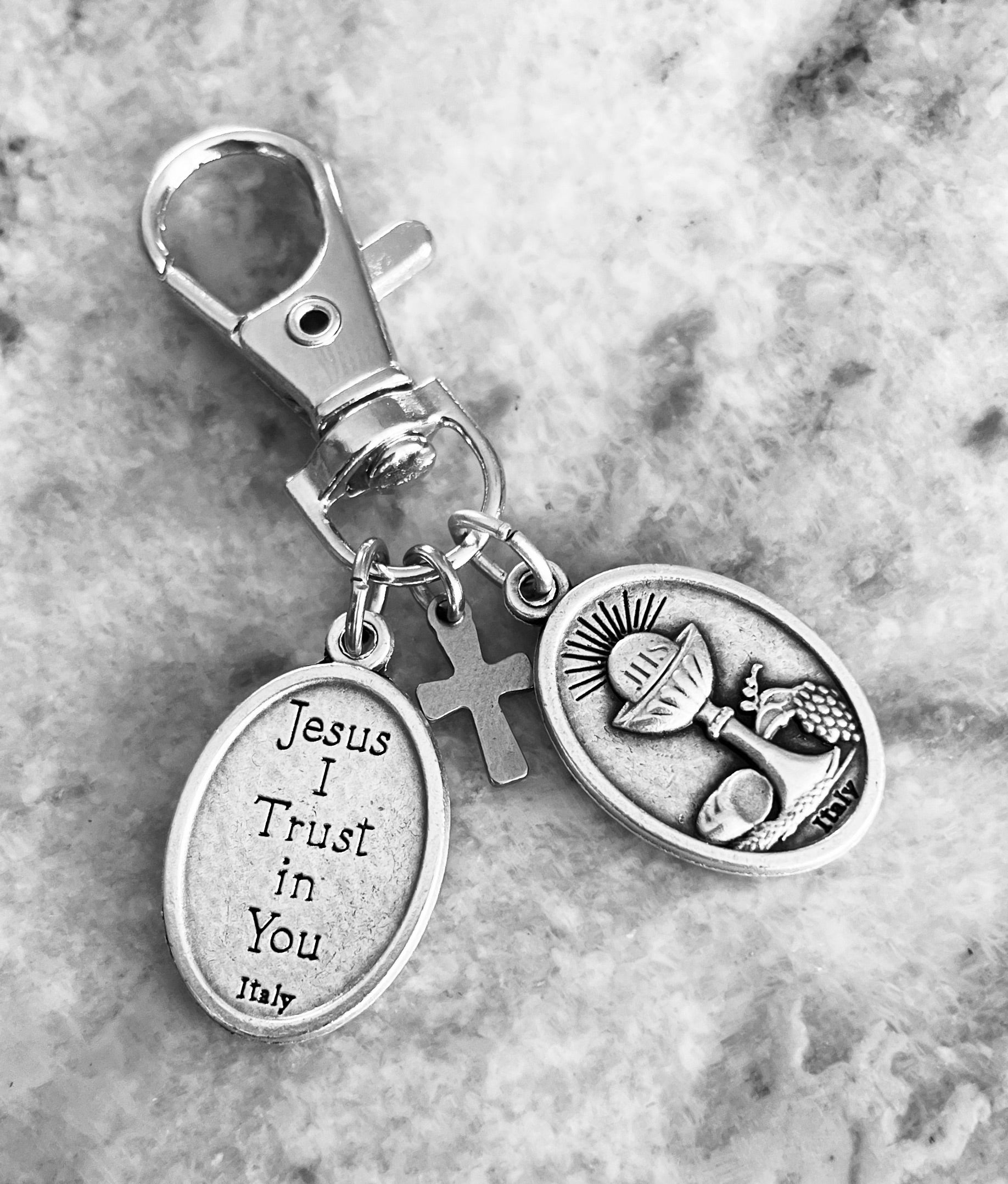 St. Carlo Acutis & Jesus Purse Charm – Catholic Bag Clip