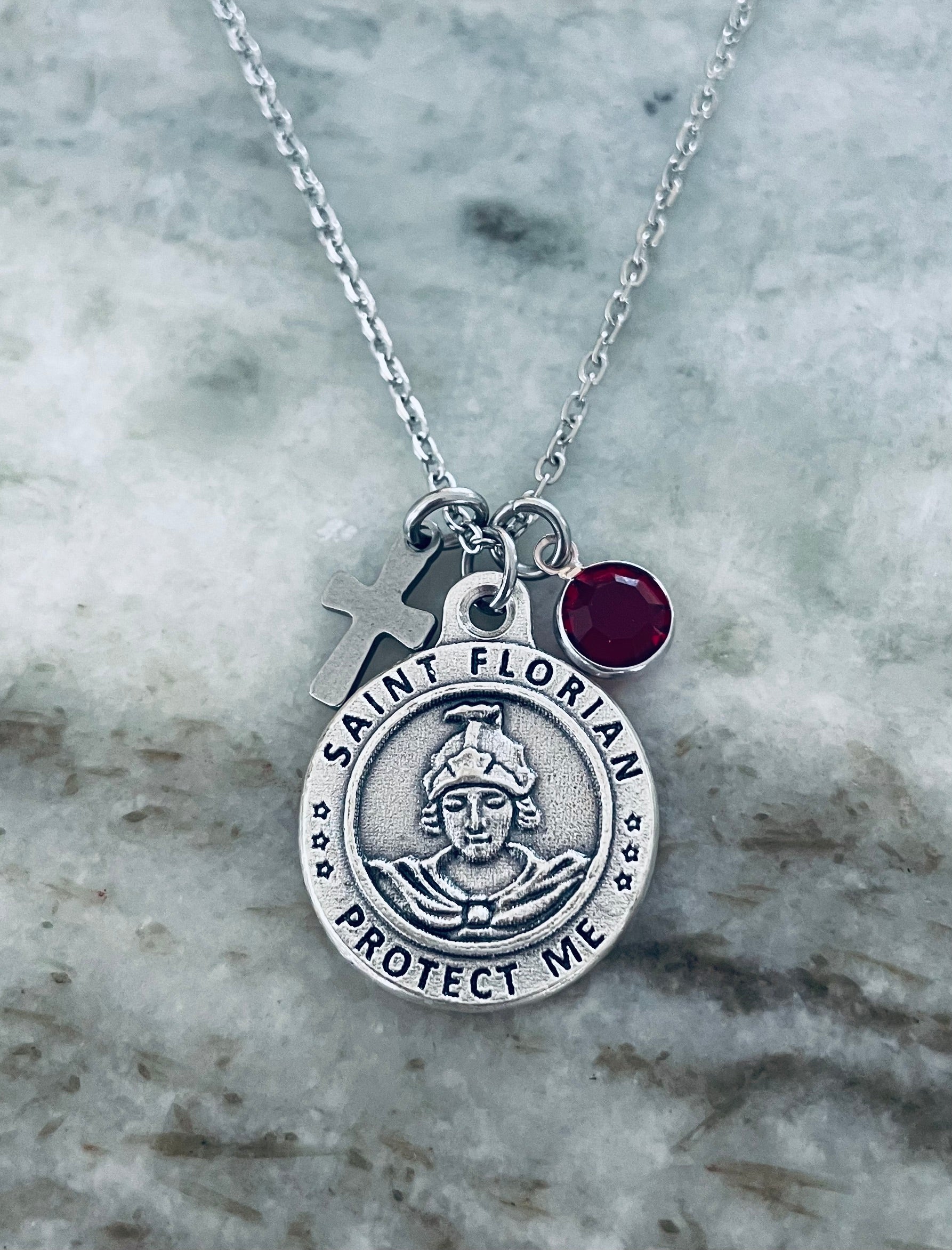 Saint Florian Firefighter Necklace – Fire Dept Pendant – Protection Gift