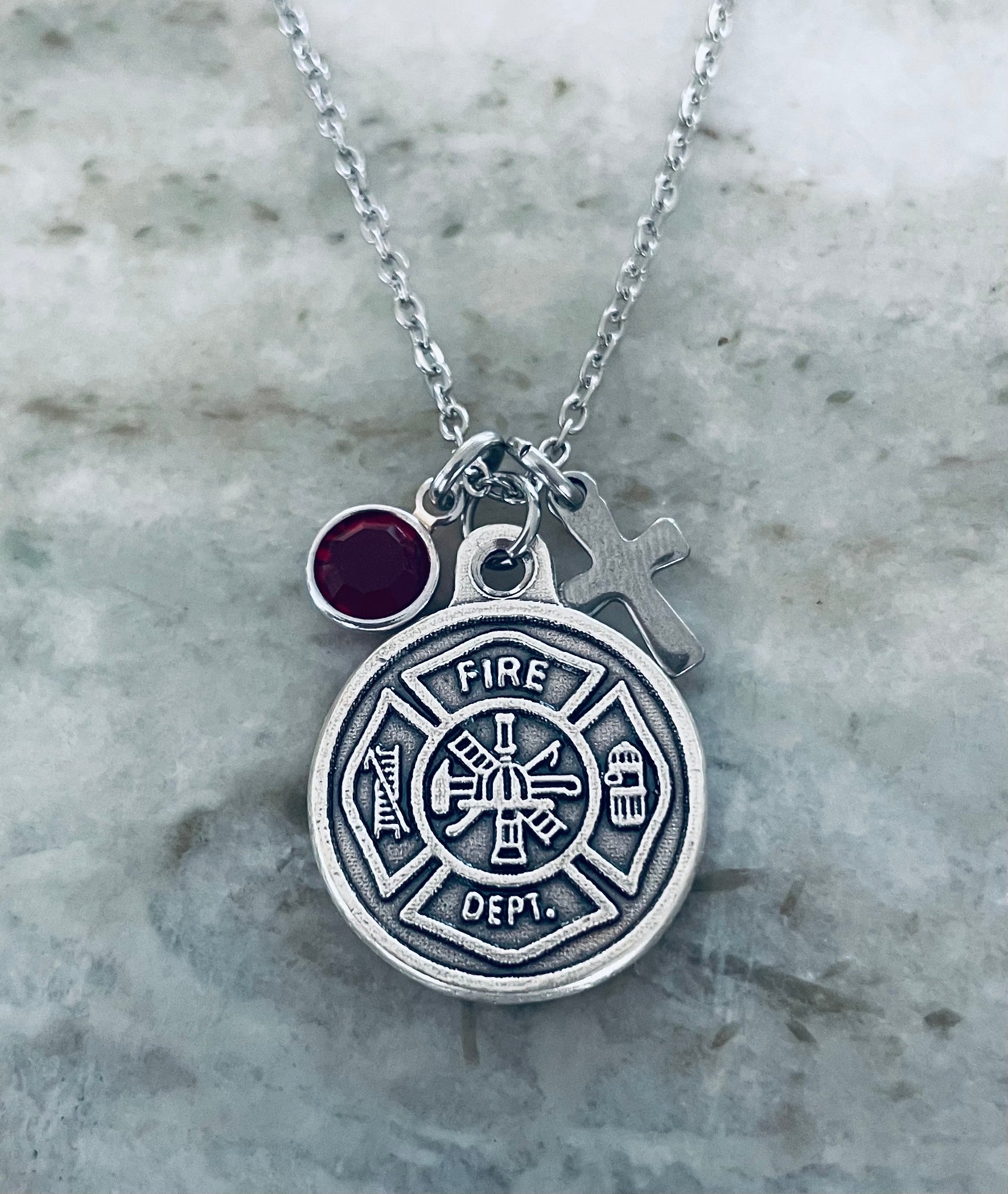 Saint Florian Firefighter Necklace – Fire Dept Pendant – Protection Gift