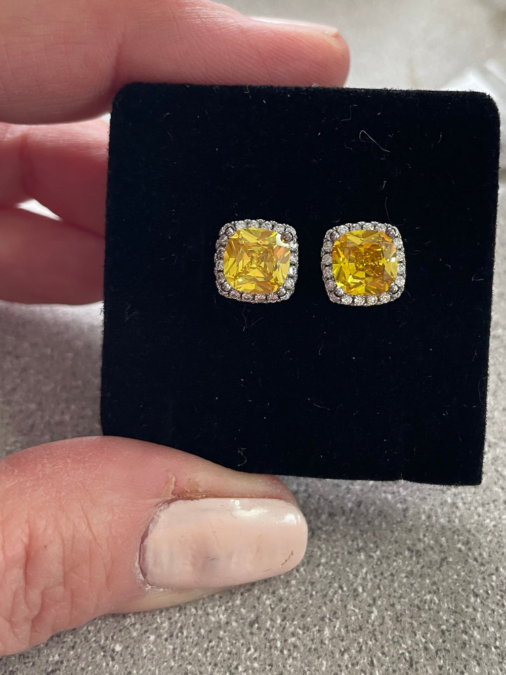 2 Carat Yellow Moissanite Earrings Sterling Silver, Halo Stud Earrings
