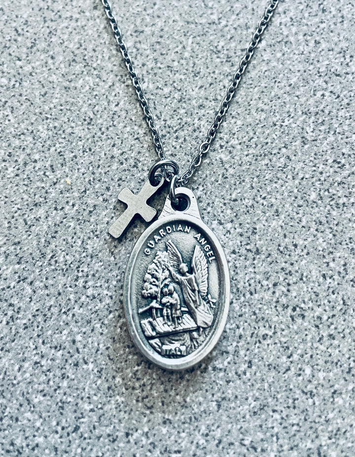 Guardian Angel Necklace Stainless Steel Chain, Confirmation Gift