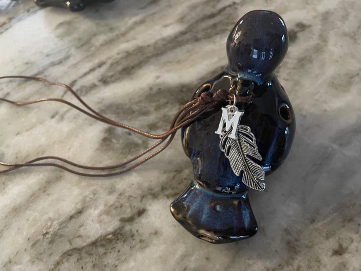 Songbird Ocarina Whistle - Handcrafted Ceramic Bird Whistle with Feather Charm