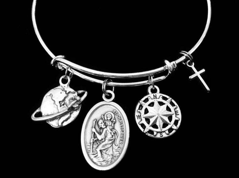 Saint Christopher Patron Saint of Travel Charm Bracelet St Christopher Jewelry 