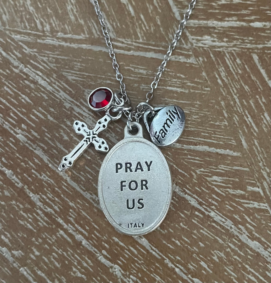 Saint Teresa of Calcutta Necklace – Birthstone, Family &amp; Cross Charms