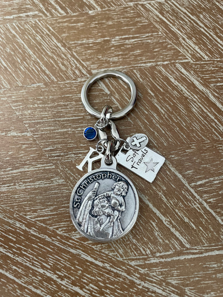 Saint Christopher Key Chain - Silver Travelers Medal Keyring | Catholic Protection Gift
