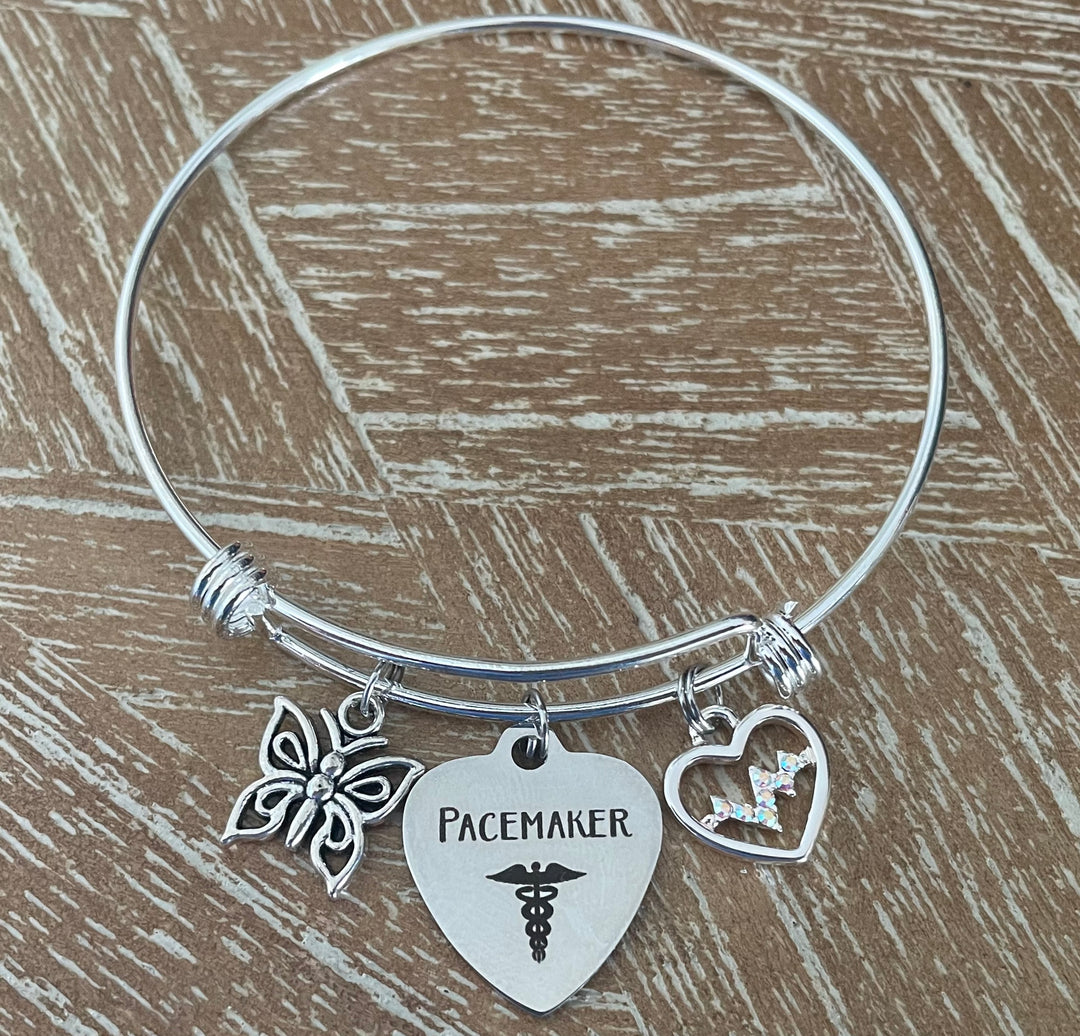 Pacemaker Bracelet | Medical Alert Charm Bangle with Butterfly