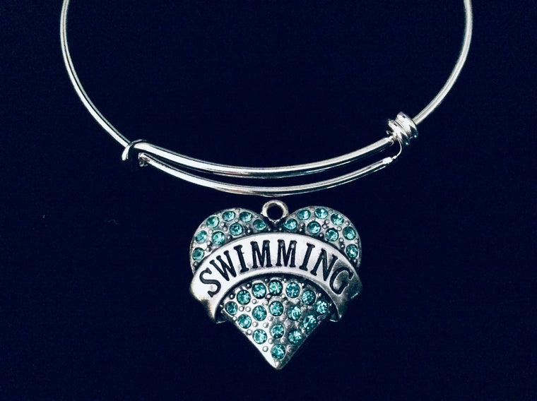 Swimming Charm Bracelet – Silver Expandable Bangle