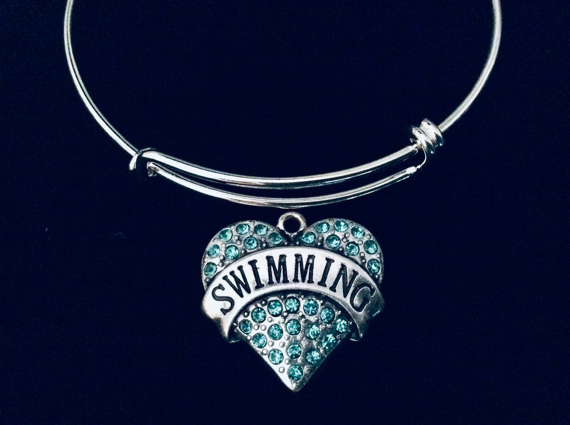 Swimming Charm Bracelet – Silver Expandable Bangle