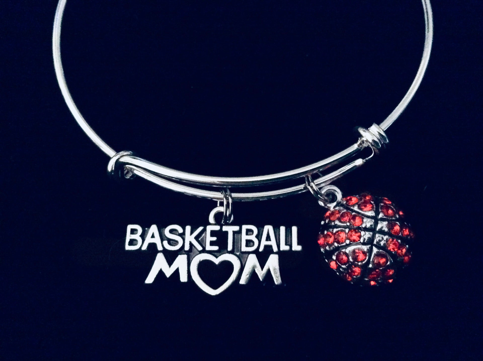 Basketball Mom Charm Bracelet – Adjustable Silver Sports Jewelry Gift