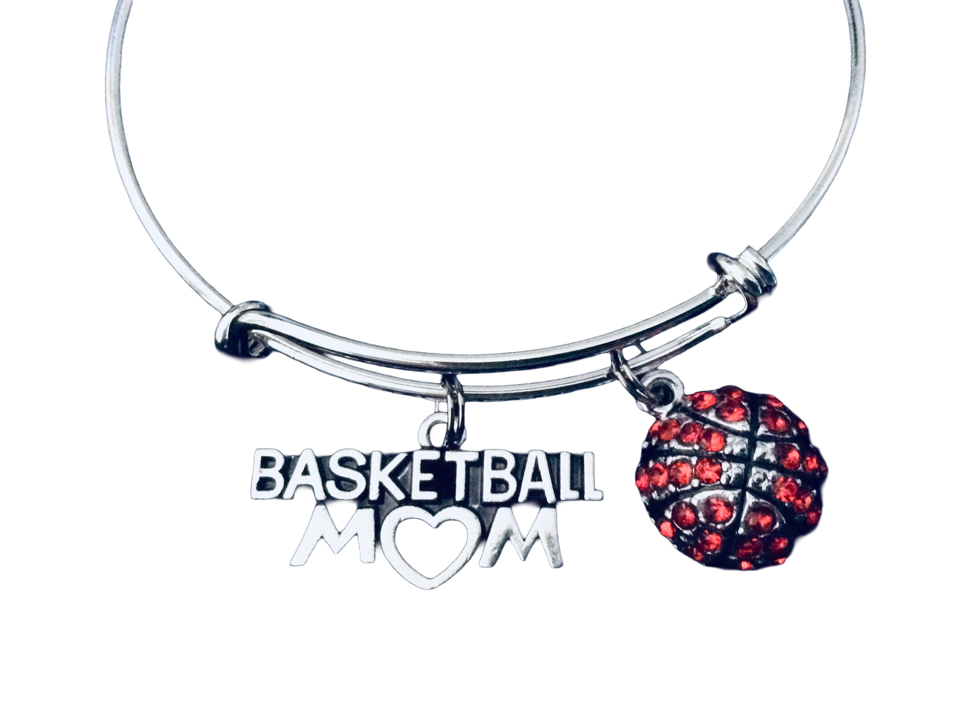Basketball Mom Charm Bracelet – Adjustable Silver Sports Jewelry Gift
