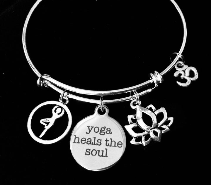 Yoga Charm Bracelet – Lotus &amp; Om Inspirational Jewelry