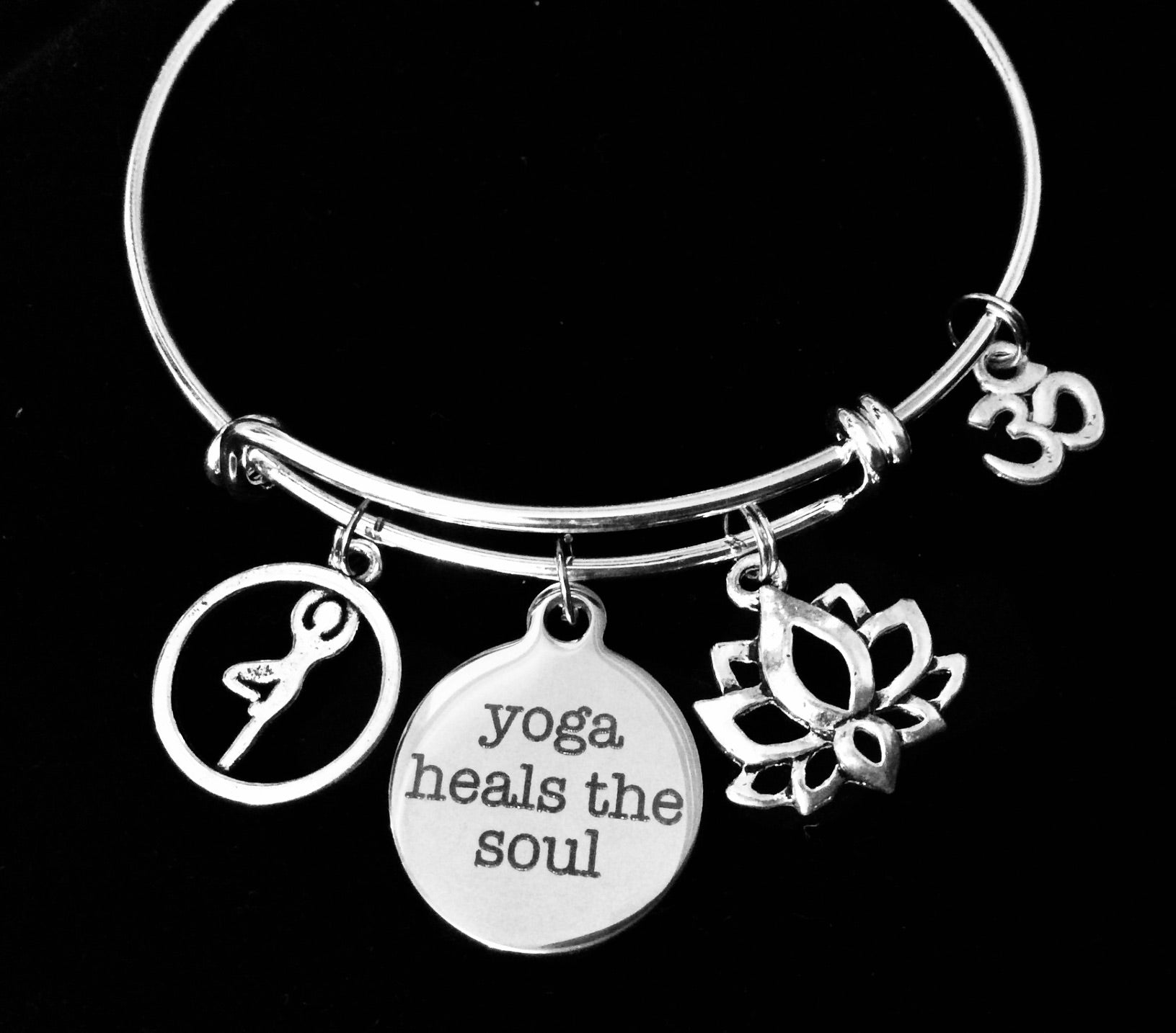 Yoga Charm Bracelet – Lotus & Om Inspirational Jewelry