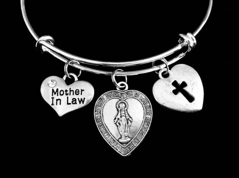 Mother In Law Gifts Miraculous Mary Expandable Charm Bracelet