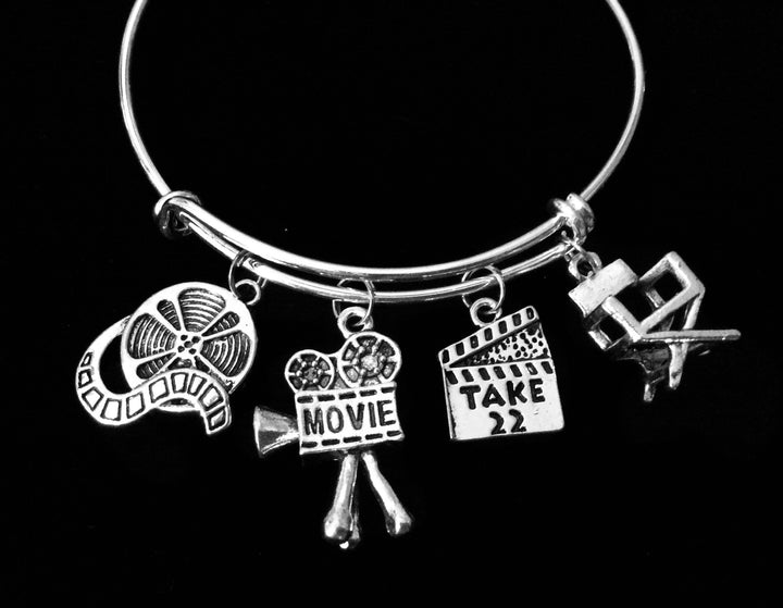 Movie Charm Bracelet – Adjustable Silver Bangle for Film Lovers