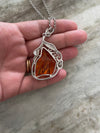 One of a Kind Amber Pendant Necklace 925 Sterling Silver Wrapped Rare Natural Amber Necklace Statement Necklace Rare Find