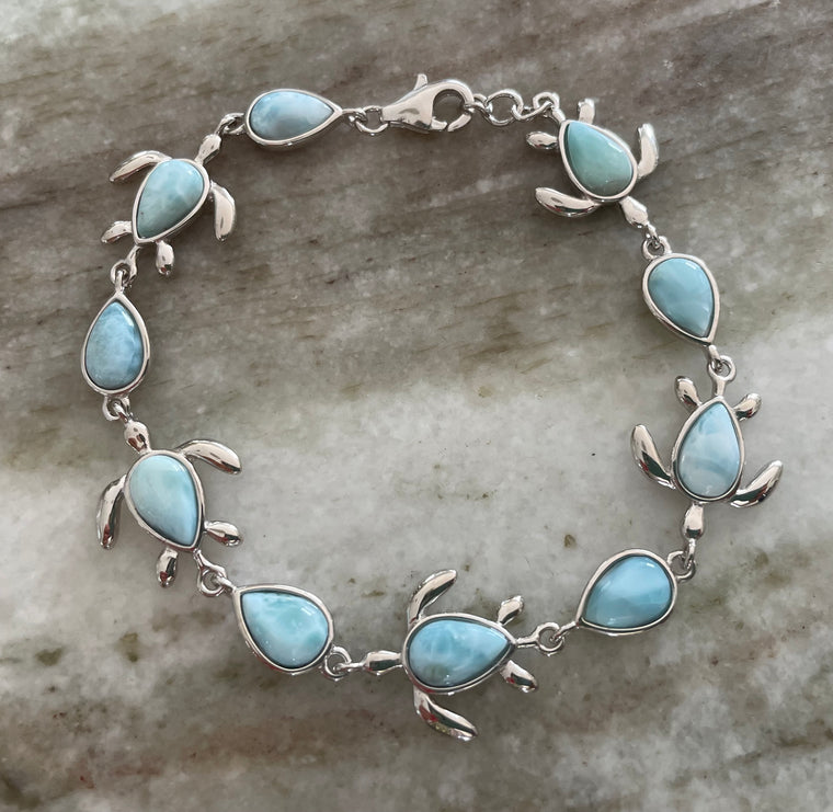 Sea Turtle Larimar Bracelet 