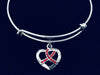 Red Awareness Ribbon Jewelry Adjustable Bracelet Charm Bracelet Heart Disease Survivor Gift