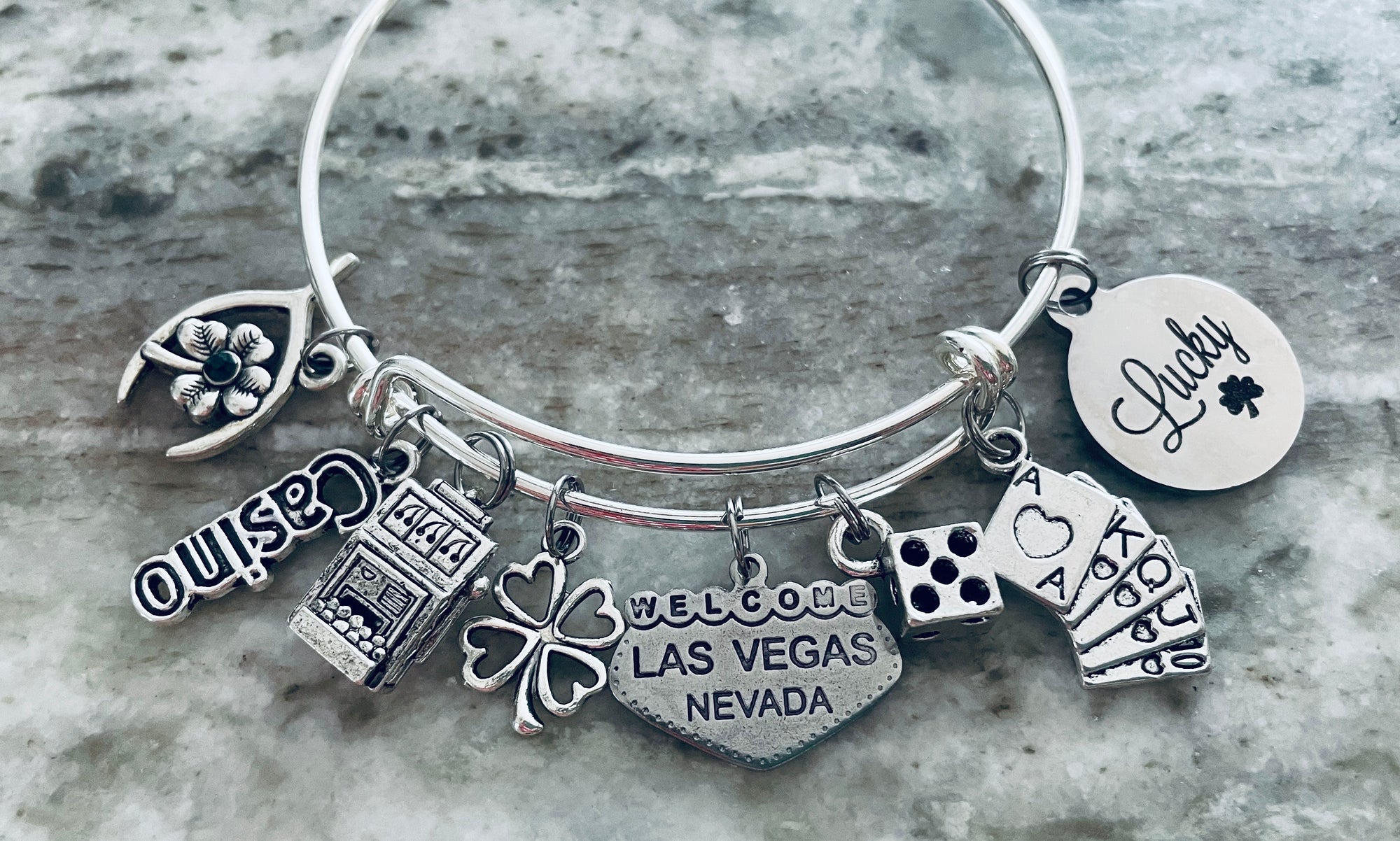 Casino Charm Bracelet Gift for Casino Gambler gift Good luck at the Casino 