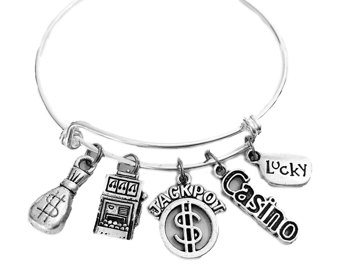 Jackpot Casino Slot Machine Adjustable Charm Bracelet Expandable Bangle Lucky Gambling Jewelry One Size Fits All Gift