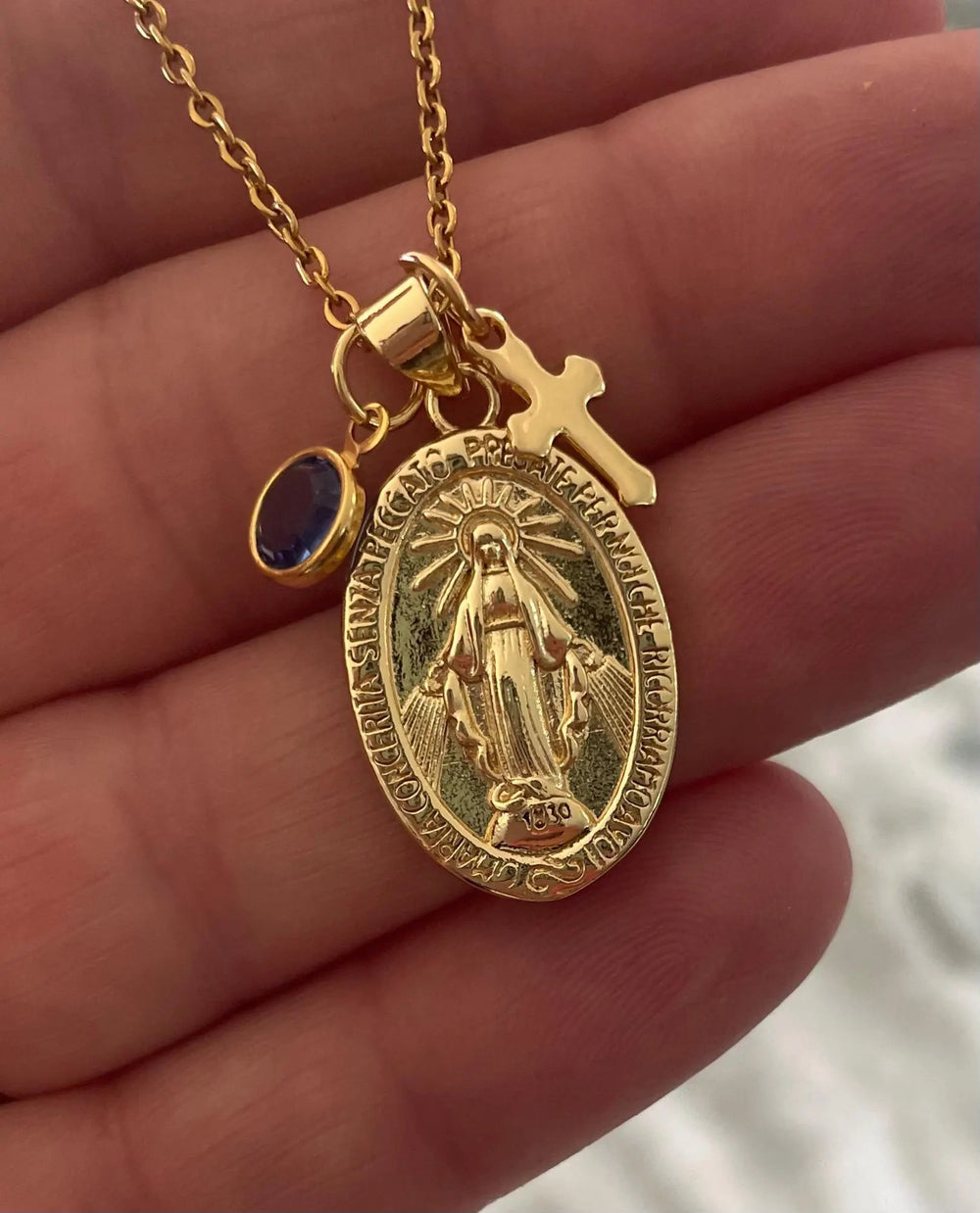 Personalized Virgin Mary pendant necklace – Catholic gift for her