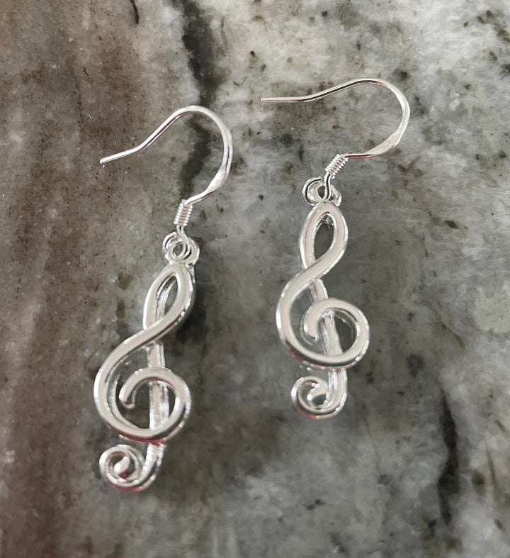 Sterling Silver Music Note Earrings – Treble Clef Earrings, Musician Gift, Choir &amp; Singer Jewelry