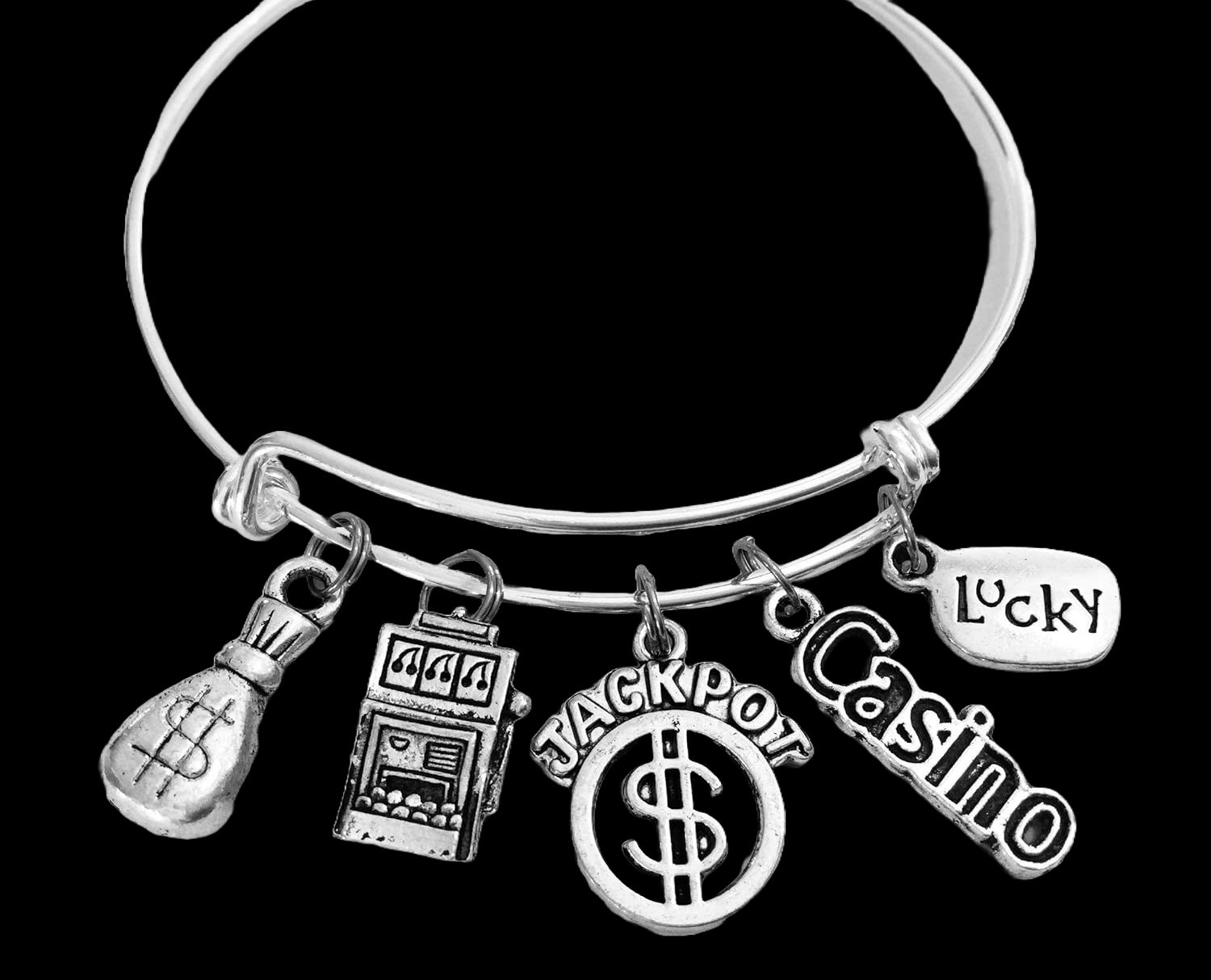 Jackpot Casino Slot Machine Adjustable Charm Bracelet Expandable Bangle Lucky Gambling Jewelry One Size Fits All Gift