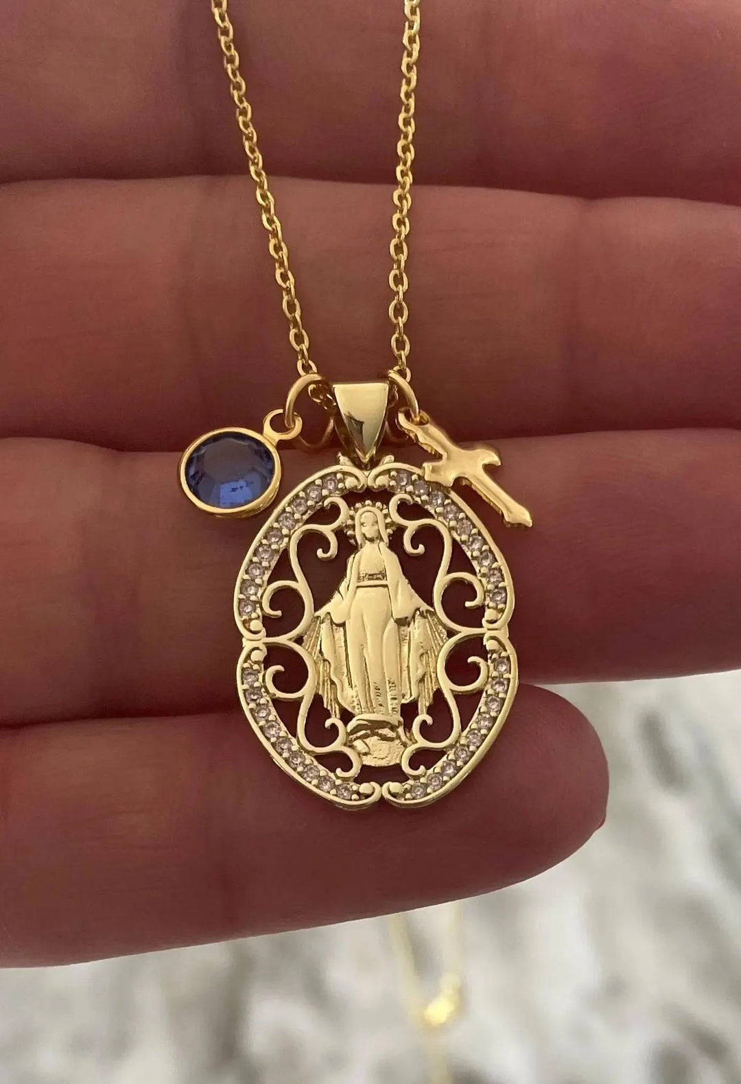 Virgin Mary Gold Necklace