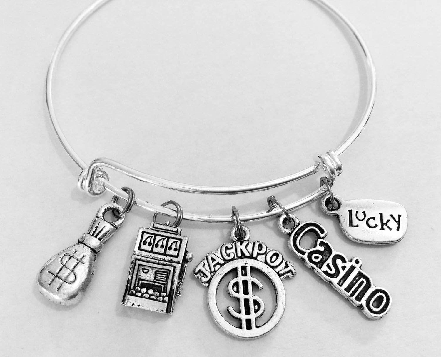 Jackpot Casino Slot Machine Adjustable Charm Bracelet Expandable Bangle Lucky Gambling Jewelry One Size Fits All Gift