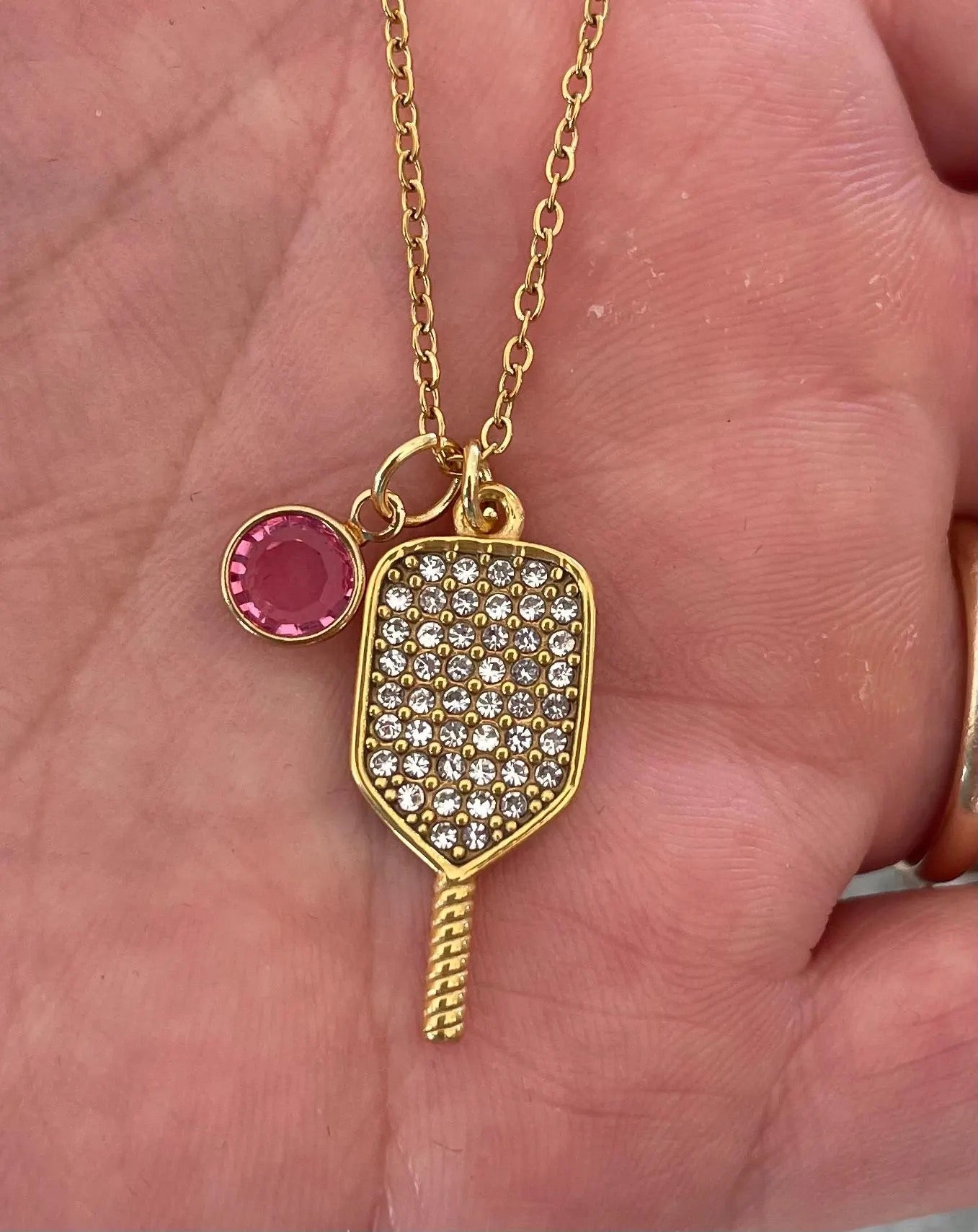 crystal Gold Pickleball necklace 