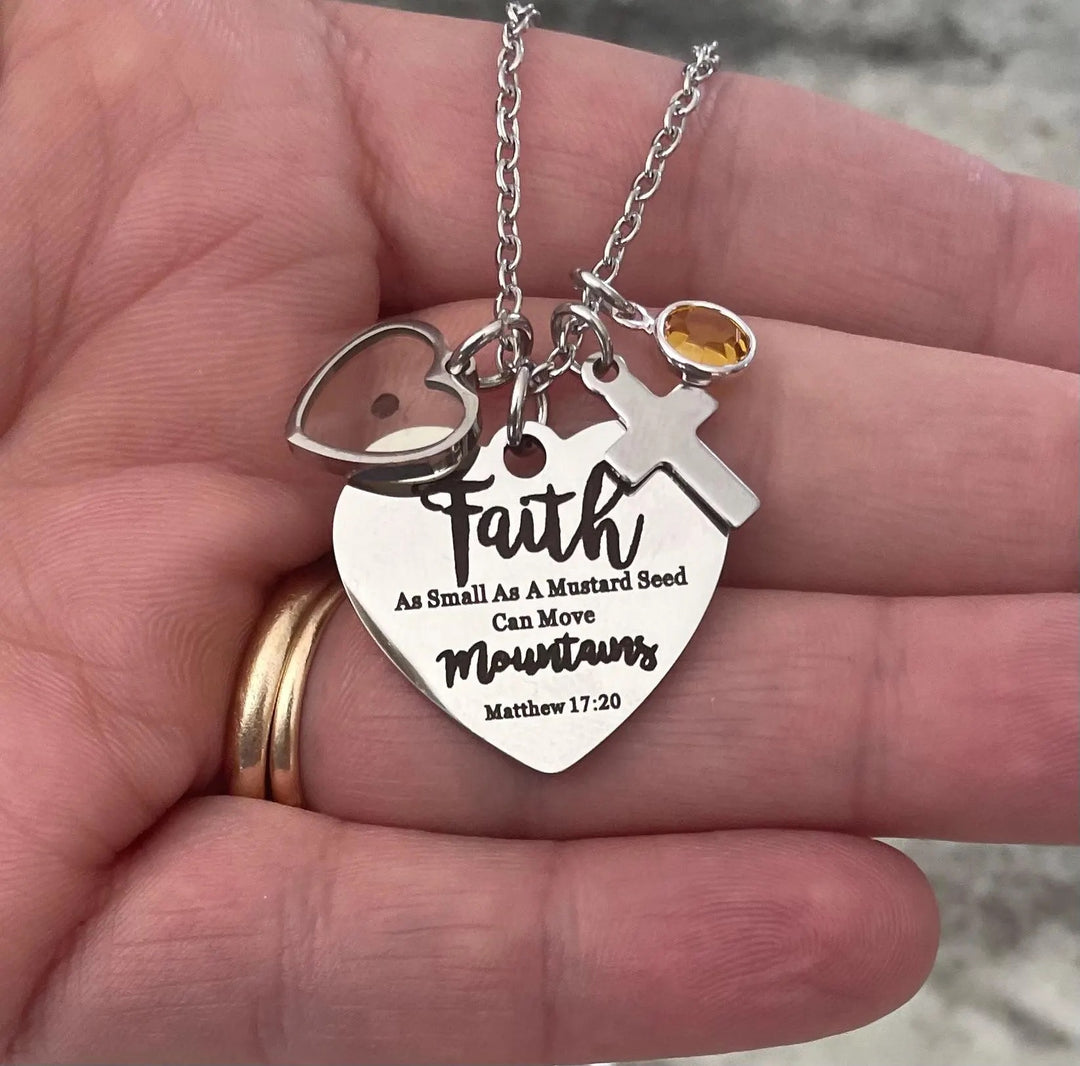 Faith Mustard Seed Necklace – Matthew 17:20 Scripture Pendant necklace
