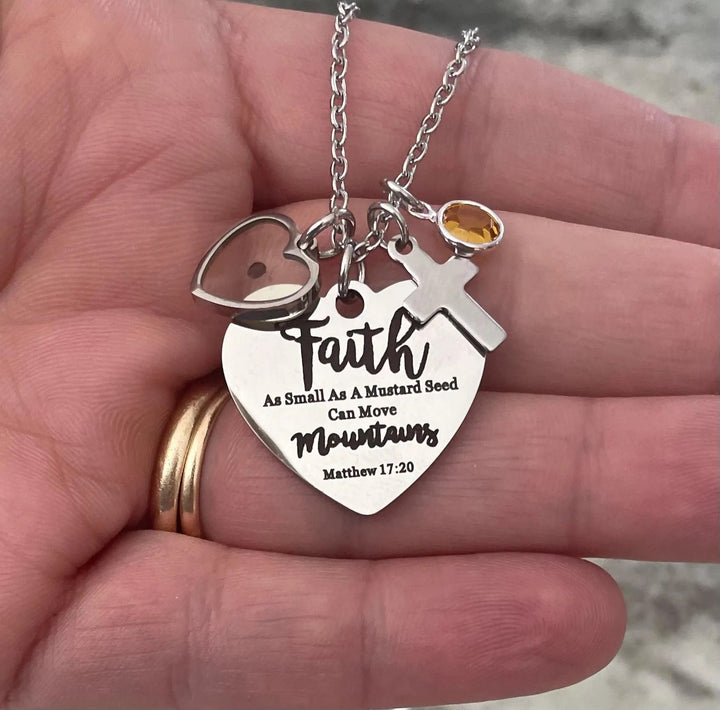 Faith Mustard Seed Necklace – Matthew 17:20 Scripture Pendant necklace