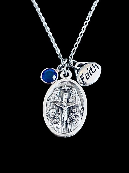 Catholic Holy Family Medal Necklace, 