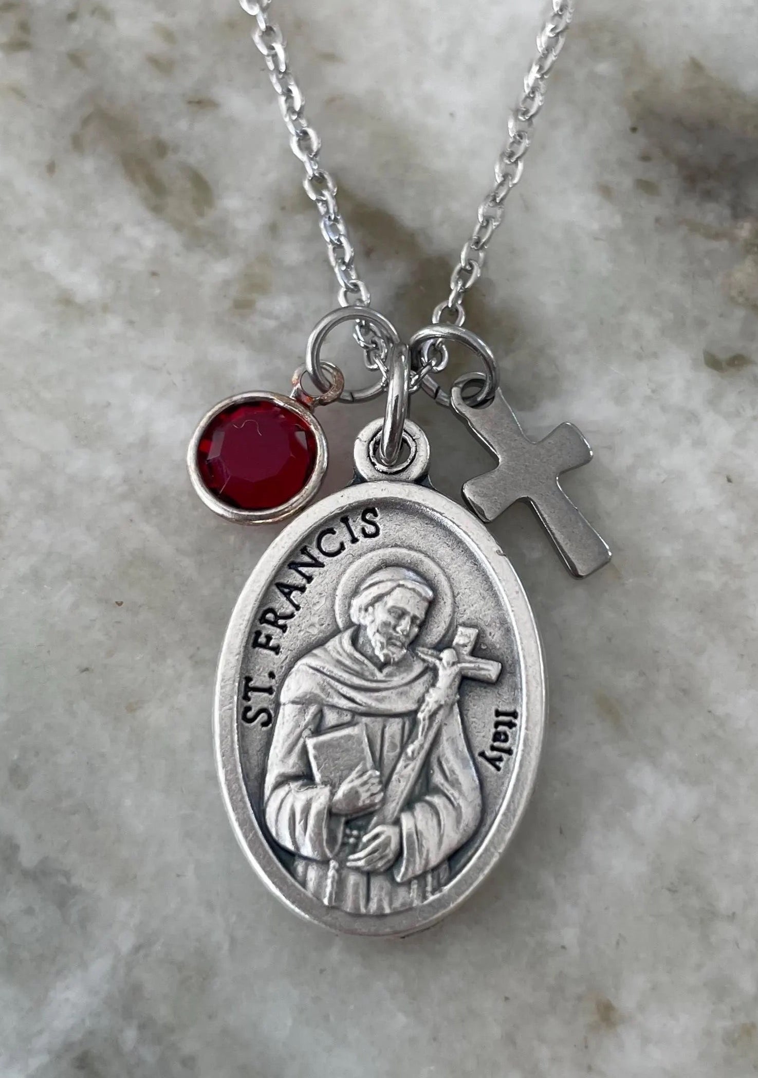 Silver SAINT FRANCIS Medal Necklace for Men or Women Confirmation Gift