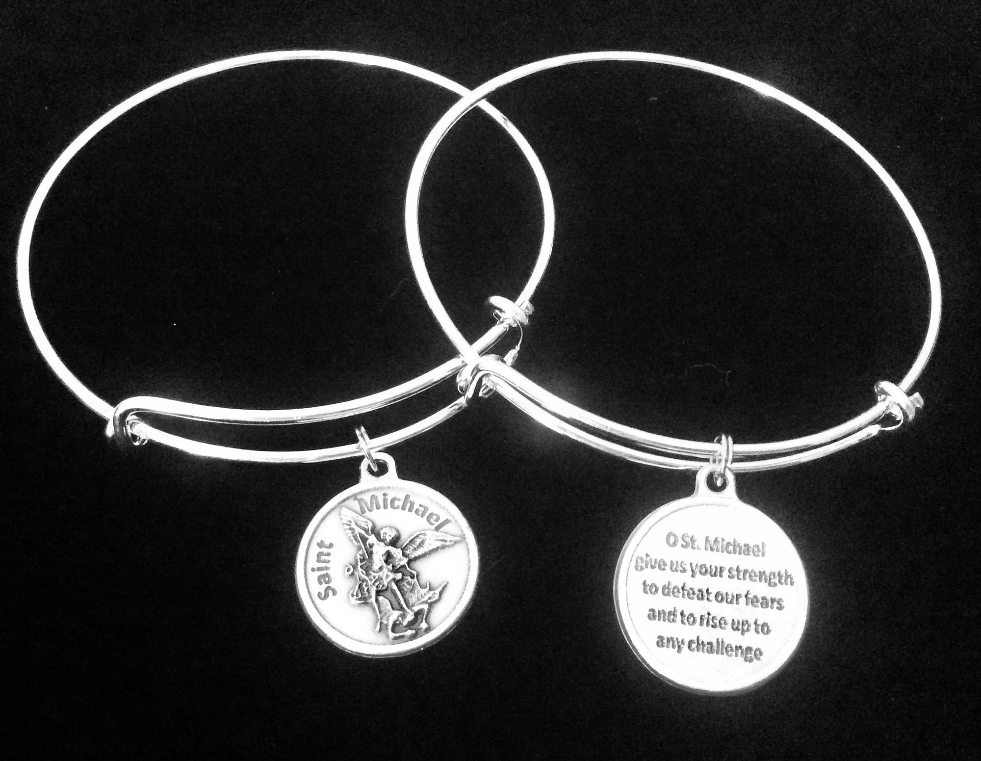 Saint Michael Archangel Expandable Charm Bracelet Adjustable Bangle Patron Saint of Protection