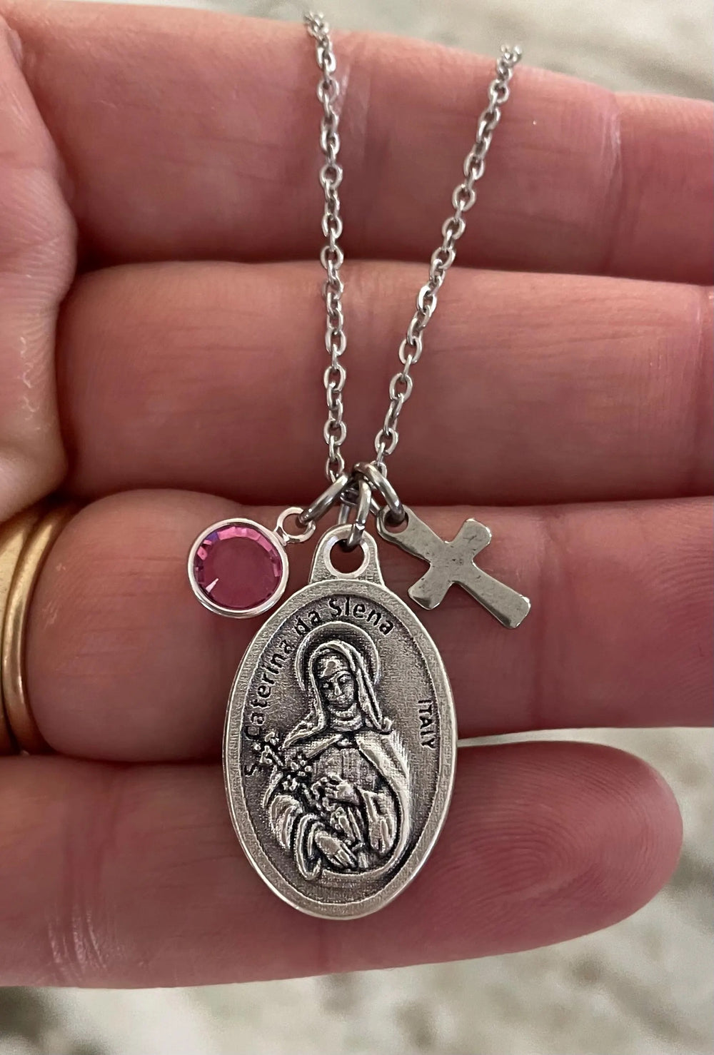 St Catherine of Sienna Charm Necklace