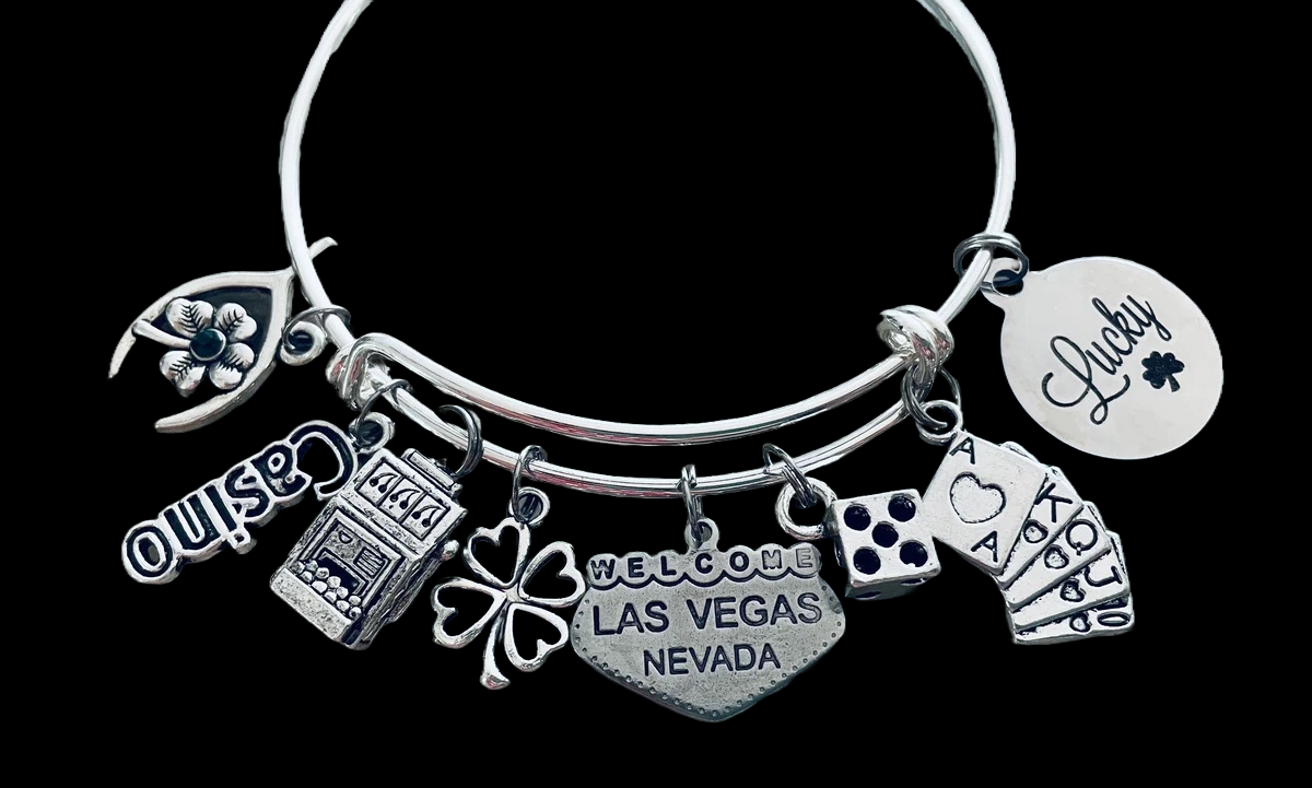 Casino Lovers Themed Charm Bracelet Gift for Gambler