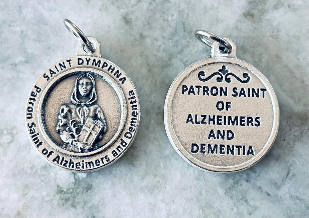 Saint Dymphna Alzheimer’s &amp; Dementia Silver Medal  (25mm)