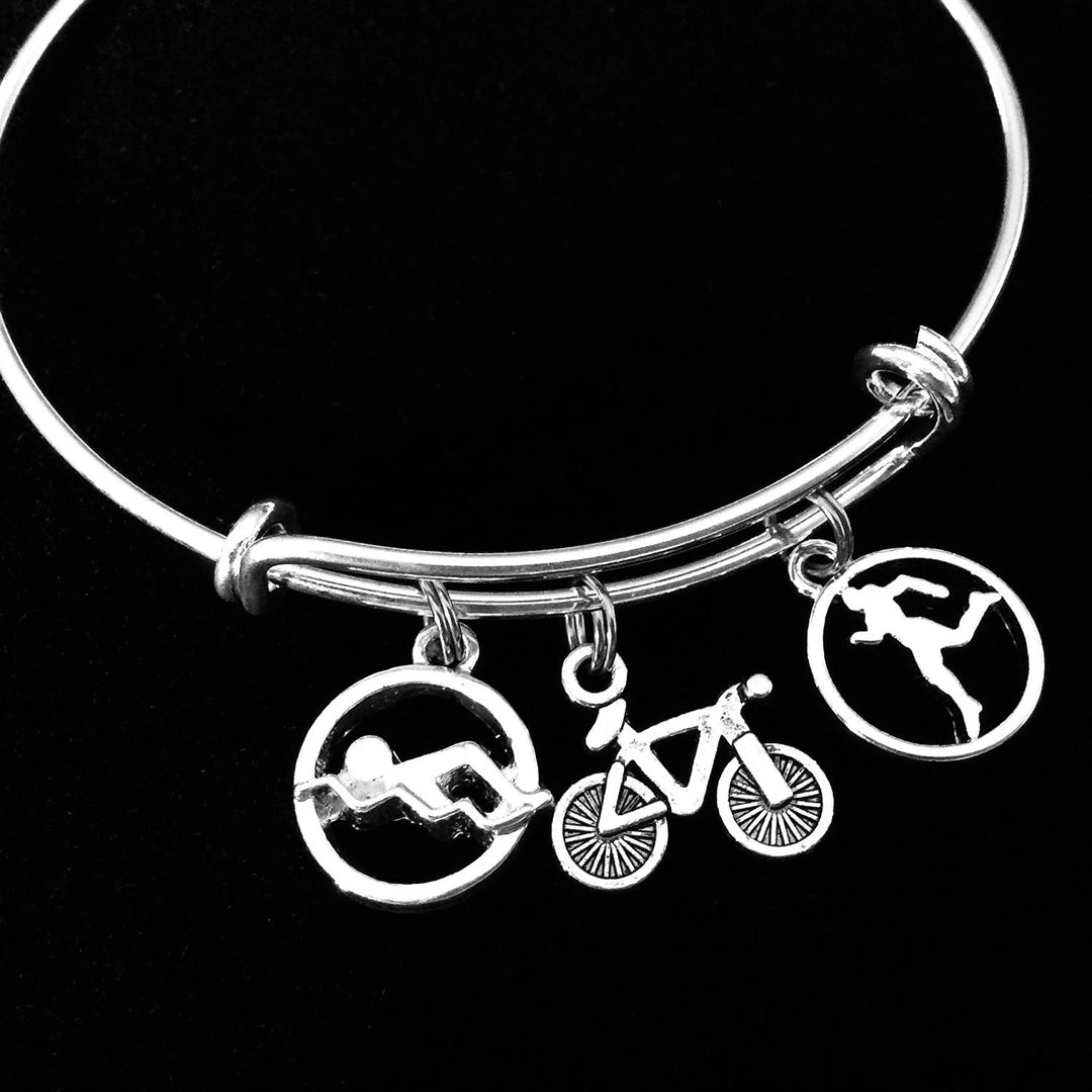 Triathlon Charm Bracelet – Swim Bike Run Athlete Gift