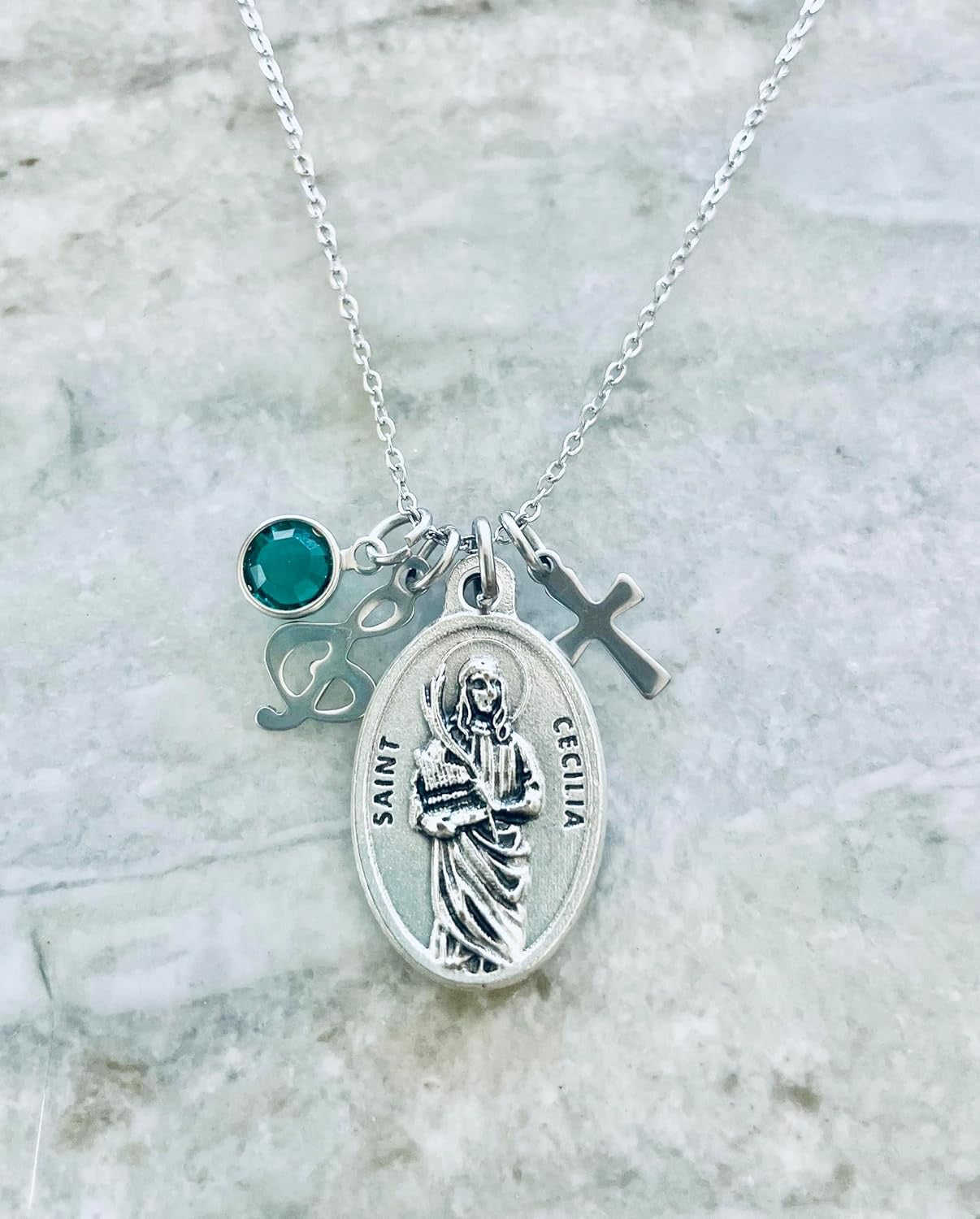 Personalized Saint Cecilia Patron Saint of Music Saint Cecilia Necklace